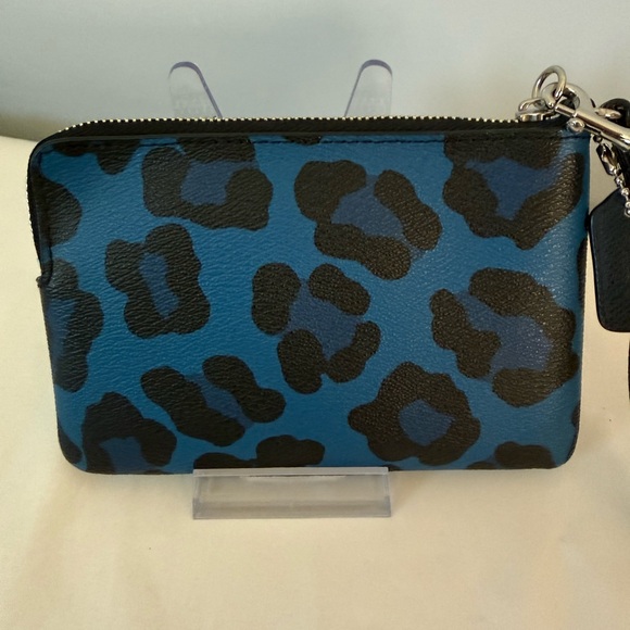 Coach Blue Ocelot Print Wristlet - Picture 2 of 5